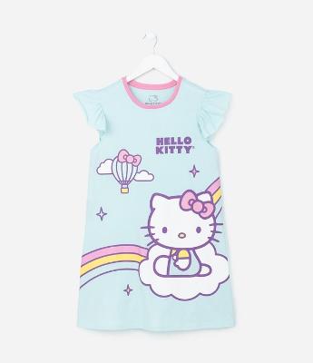Camisola Infantil com Babado Estampa da Hello Kitty - Tam  4 a 14 Anos