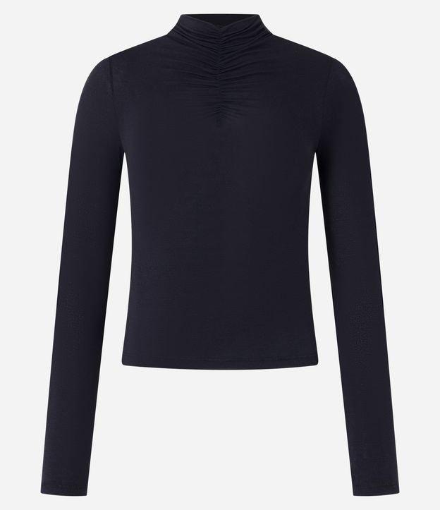 Blusa em Tricô com Gola Alta e Franzido - 1