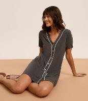 Camisola Curta em Viscose com Botões e Viés Contrastante - 2