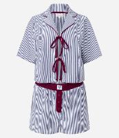 Pijama Short Doll em Chalis Listrado com Amarração e Short Boxer - 1