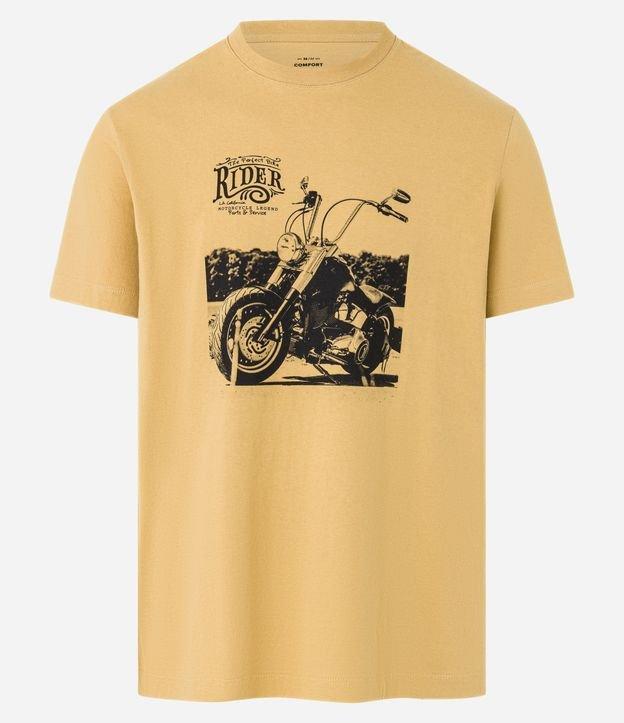 Camiseta Comfort em Algodão com Estampa de Moto - 1