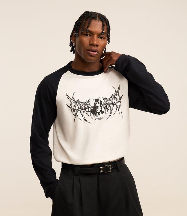 Camiseta Comfort em Algodão com Estampa de Gato - 1