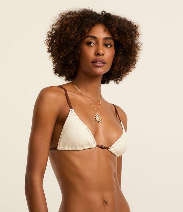 Biquíni Top Cortininha com Aviamento de Madeira e Alças Contrastantes - 2