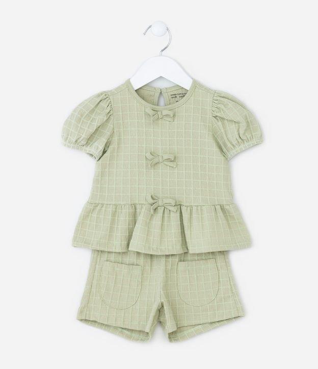 Conjunto Infantil Texturizado com Lacinhos - Tam 1 a 6 Anos - 1