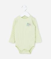 Body Infantil Canelado com Bordado Dinossauro - Tam 0 a 18 meses - 1