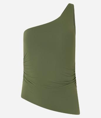 Blusa Ombro Único em Microfibra com Ponta Assimétrica