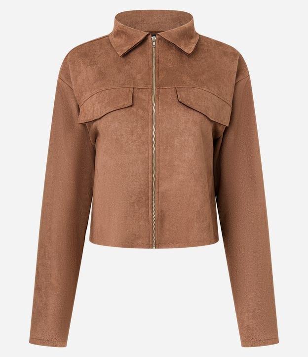 Jaqueta em Suedine com Gola de Lapela e Bolsos Fake - 1