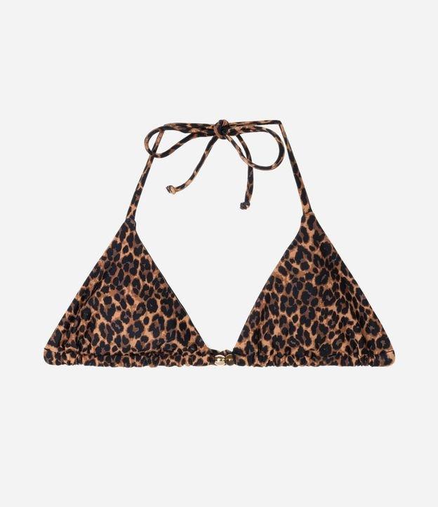 Biquíni Top Cortininha Estampado de Oncinha e com Aviamento de Madeira - 1