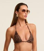 Biquíni Top Cortininha Estampado de Oncinha e com Aviamento de Madeira - 2