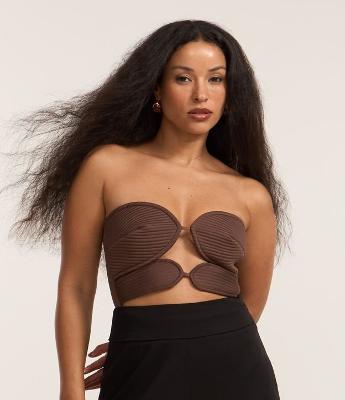 Body em Crepe Bicolor com Busto Pespontado