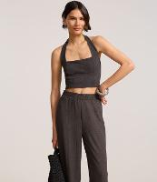 Calça Reta Texturizada com Cintura Alta - 3