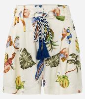 Short Curto em Viscolinho com Estampa de Frutas e Cinto Diferenciado - 1