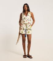 Short Curto em Viscolinho com Estampa de Frutas e Cinto Diferenciado - 2