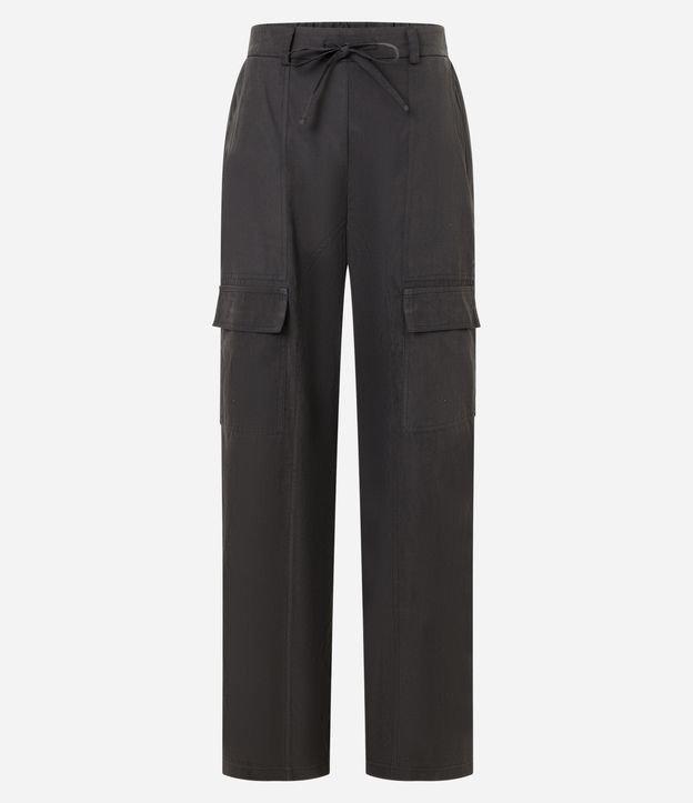 Calça Wide Leg em Cupro com Pespontos - 1