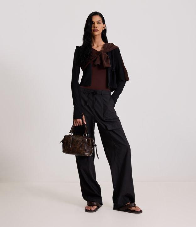 Calça Wide Leg em Cupro com Pespontos - 2