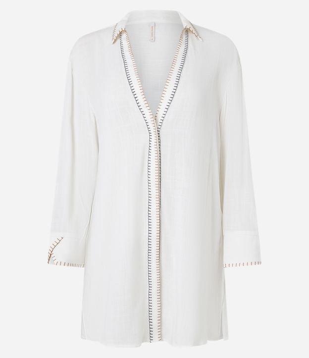 Saída de Praia Camisa em Viscose Texturizada com Pesponto Contrastante - 1