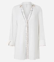 Saída de Praia Camisa em Viscose Texturizada com Pesponto Contrastante - 1