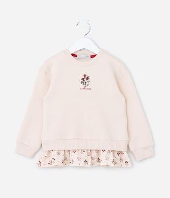 Casaco Infantil com Bordado e Barra com Babado - Tam 1 a 6 Anos