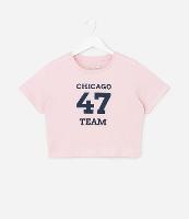 Camiseta Cropped Infantil com Lettering Chicago - Tam 5 a 14 Anos - 1