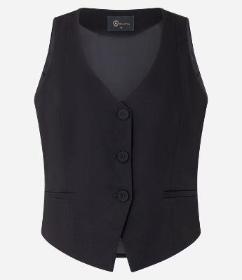 Colete Slim Alfaiatado com Decote V e Barra Assimétrica