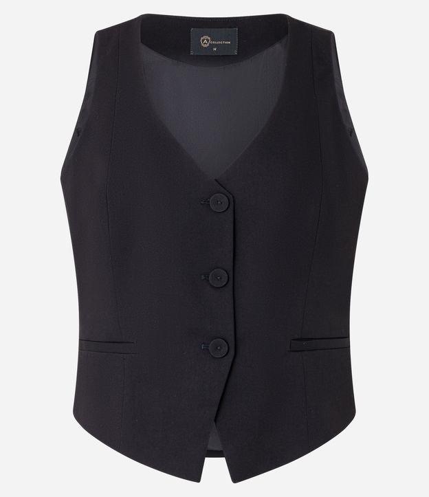 Colete Slim Alfaiatado com Decote V e Barra Assimétrica - 1