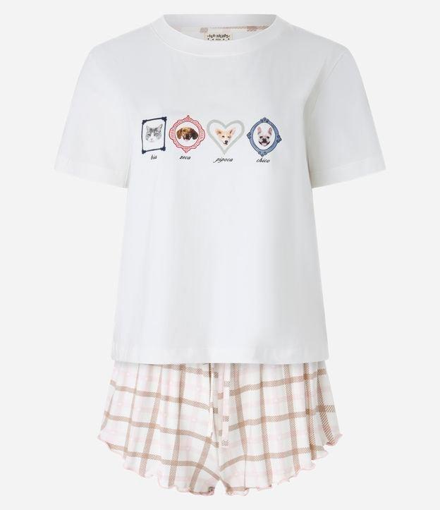 Pijama Short Doll com Estampa Xadrez e de Pets - 1