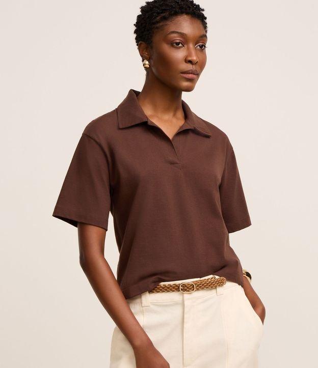 Blusa em Algodão com Gola Polo e Manga Curta - 2