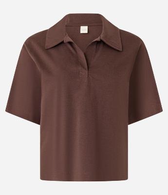 Blusa em Algodão com Gola Polo e Manga Curta