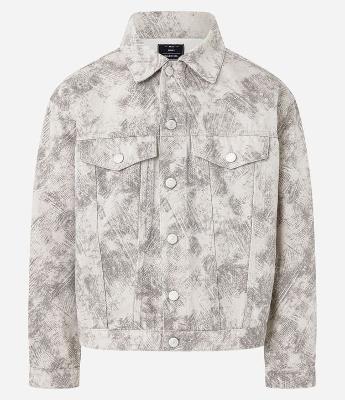 Jaqueta Overboxy em Sarja com Estampa Abstrata