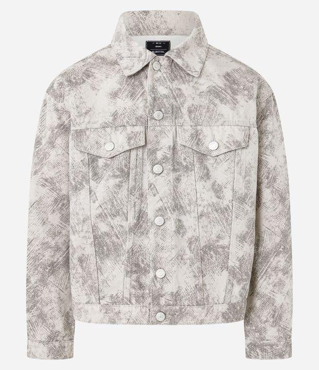 Jaqueta Overboxy em Sarja com Estampa Abstrata - 1