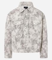 Jaqueta Overboxy em Sarja com Estampa Abstrata - 1