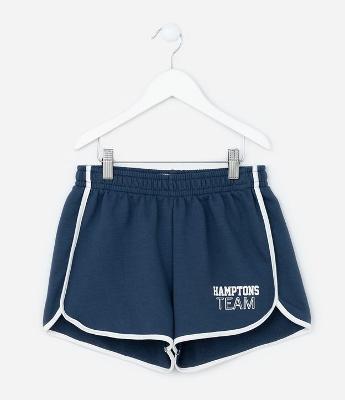 Short Runner Infantil em Moletom com Lettering - Tam 5 a 14 Anos