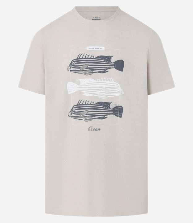 Camiseta Comfort em Algodão com Estampa de Peixe - 1