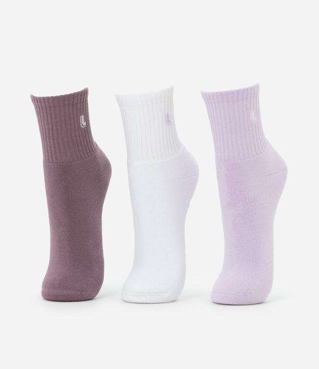 Kit 03 Meias Cano Médio Esportivas em Algodão com Logo Lupo - 1