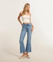 Calça Cropped Flare em Jeans com Barra Cortada - 2