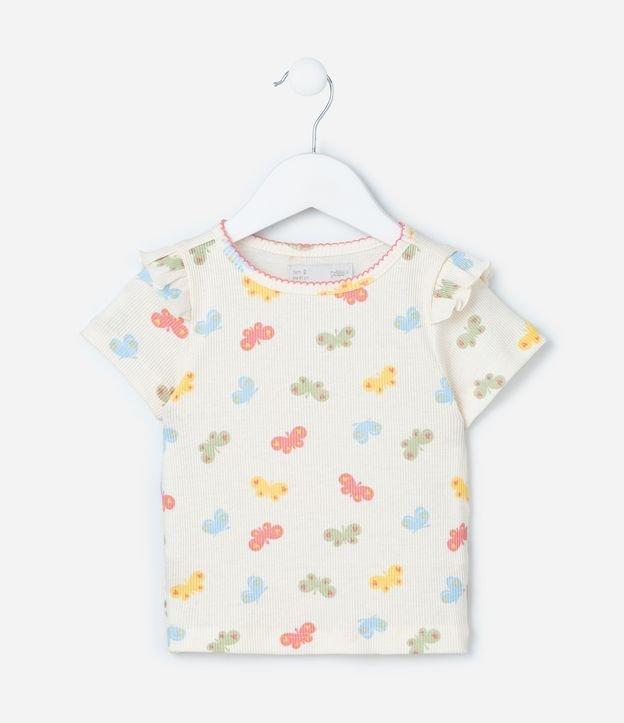 Blusa Infantil com Babadinho e Estampa Borboletas - Tam 1 a 6 Anos - 1