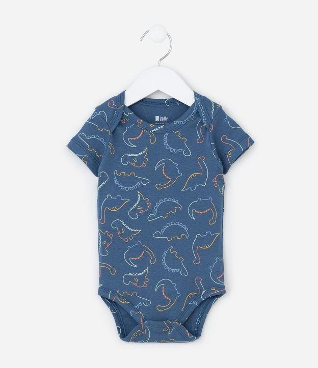 Body Infantil em Ribana com Estampa Dinossauro - Tam RN a 18 meses - 1