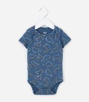 Body Infantil em Ribana com Estampa Dinossauro - Tam RN a 18 meses - 1