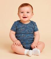 Body Infantil em Ribana com Estampa Dinossauro - Tam RN a 18 meses - 2