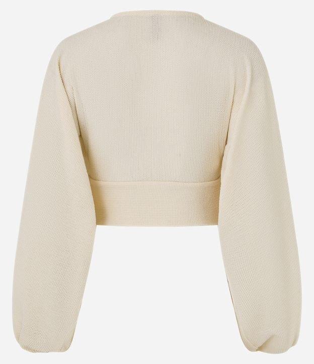 Blusa Cropped Texturizada com Manga Bufante - 1