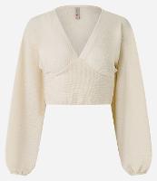 Blusa Cropped Texturizada com Manga Bufante - 2