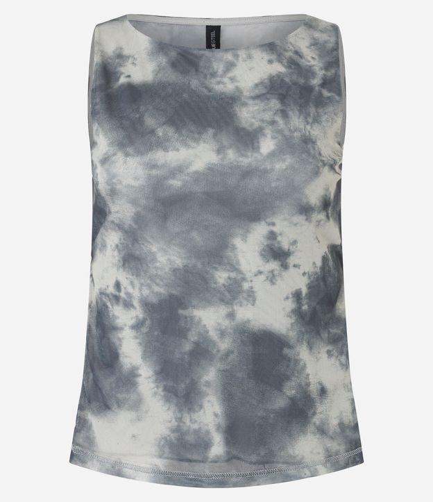 Blusa em Tule com Costas Abertas e Estampa Manchada - 1