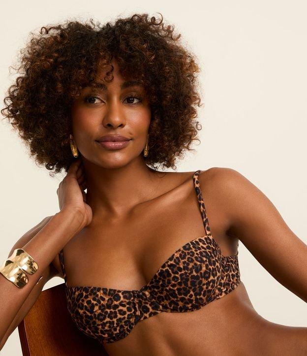 Biquíni Top Meia Taça em Microfibra Estampada de Animal Print Onça - 2