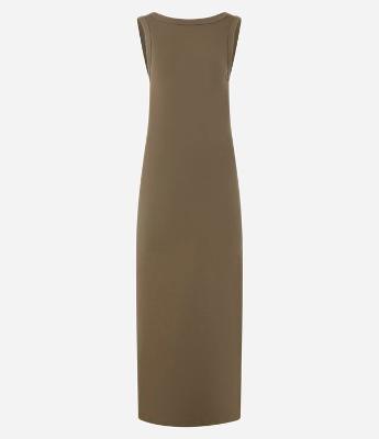 Vestido Longo em Ribana com Decote Halter nas Costas