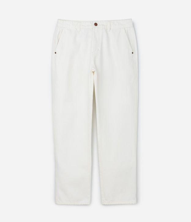 Calça Reta em Sarja com Etiqueta Aplicada - 1