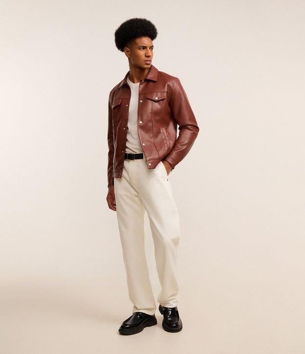 Calça Reta em Sarja com Etiqueta Aplicada - 2