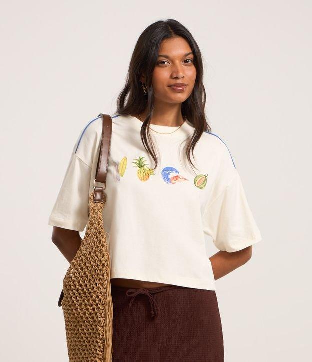 Camiseta Boxy em Algodão com Estampa Tropical - 2