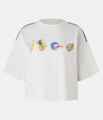 Camiseta Boxy em Algodão com Estampa Tropical