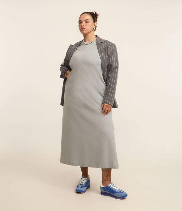 Vestido T-Shirt Midi em Malha Estonada Curve & Plus Size - 1
