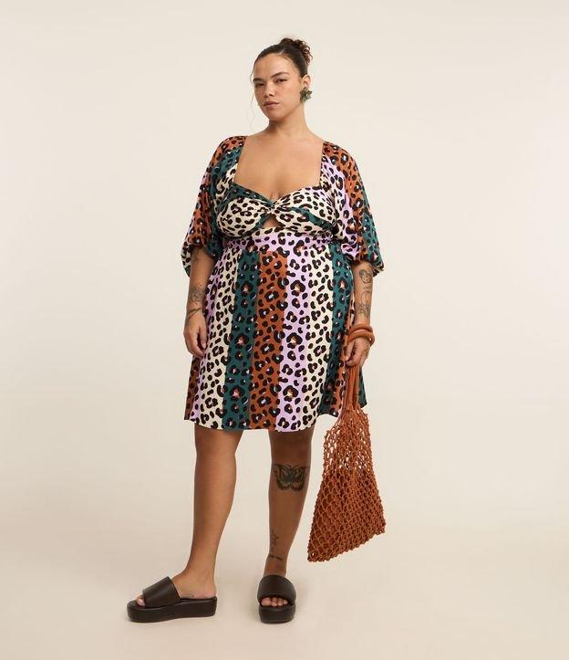 Vestido Curto com Decote Transpassado em Animal Print Curve & Plus Size - 1